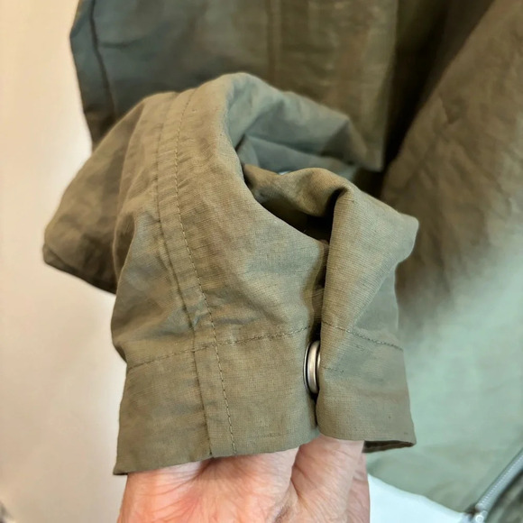 ALL SAINTS Sz S Breaker Olive Green Linen Blend Streetwear Oversized Jacket - Picture 8 of 16